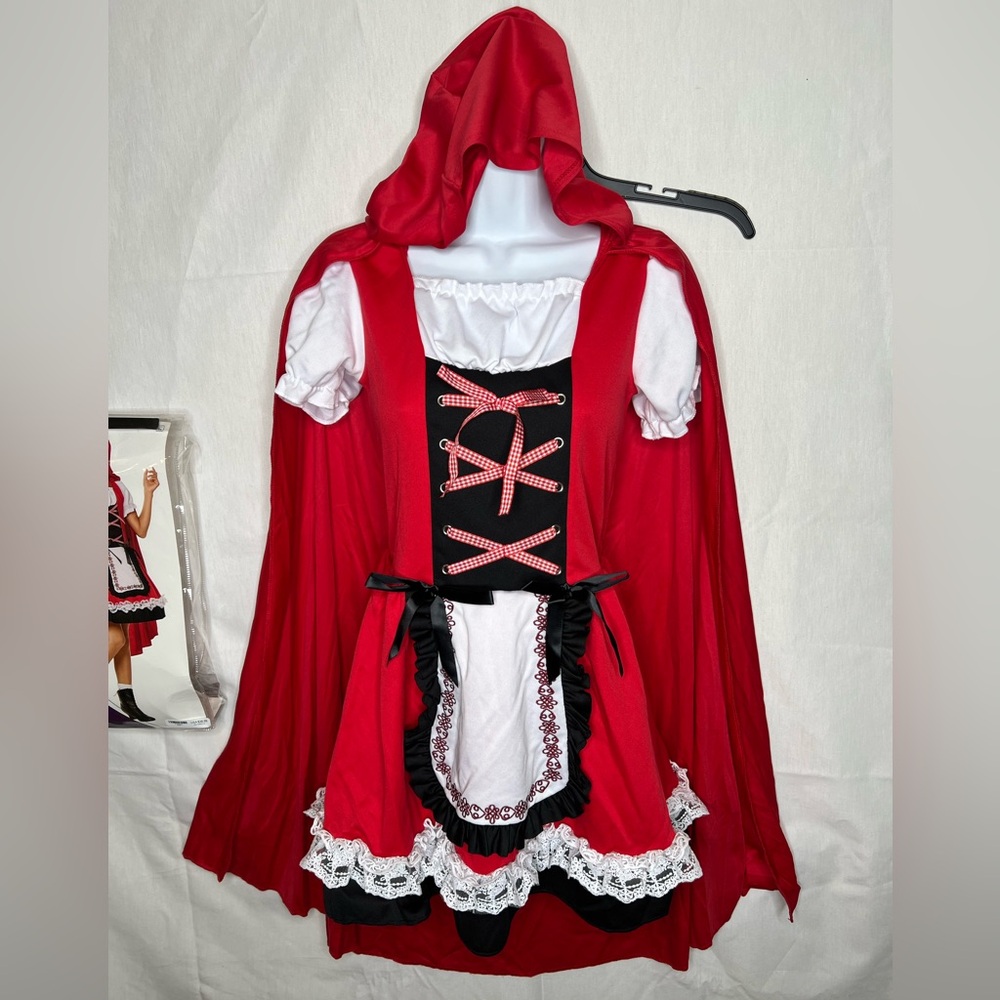 Spirit Halloween Little Red Riding Hood Costume Dress Hooded Cape Girls Large 12